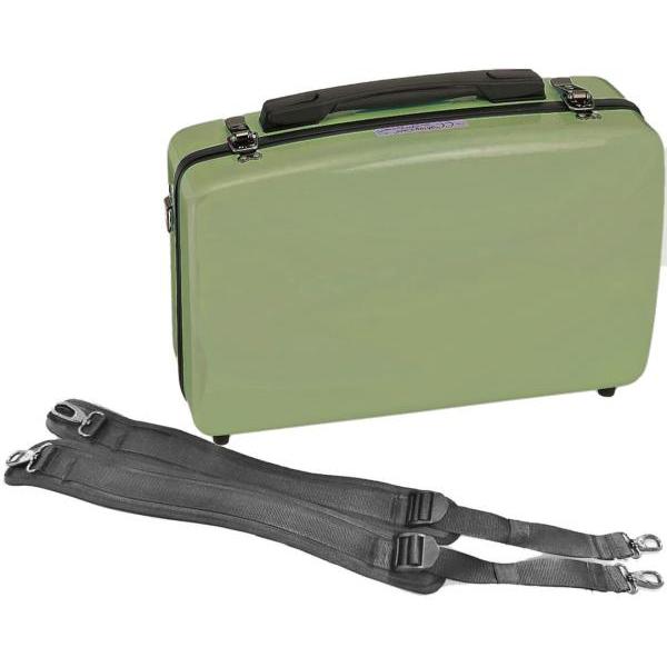 楽器の形に型抜きされたハードケース。最新モデルクロームパーツモデル。取手も以前のモデルよりもスタイリッシュになりました。雨などが進入しないように接合部にはとても丈夫なパッキン(?)のようなものが施されています。ホールド性の高い落とし込み式内...