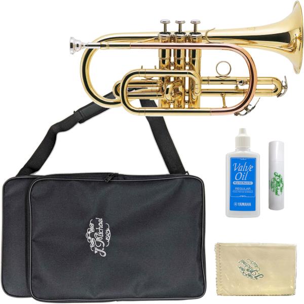 コルネットはトランペットよりも柔らかな音色。運指は同じですので持ち替えとしても楽しんで頂けます。フレーズの移り変わりも滑らかでゆったりとした演奏をお楽しみ頂けます。ゴールドコルネットはシルバーに比べ 軽い立ち上がりのある音色が特徴。さらによ...