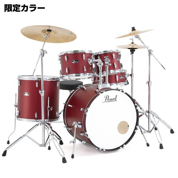 Pearl(パール) ROADSHOW RS525SCWN/CN #747 Matte Red ハードウェアとシンバル付きのフルセット 1クラッシュ【 6月26日時点メーカー在庫無し  】