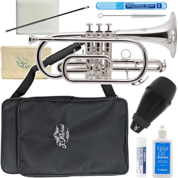 【以下は対応不可　北海道 沖縄 離島 代引き 同梱】トランペット コルネット フリューゲルホルンは同じ運指で コルネットはトランペットよりも柔らかな音色。フレーズも滑らかにゆったりとした演奏をお楽しみ頂けます。シルバーメッキはゴールドのラッ...