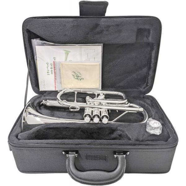 【以下は対応不可　北海道 沖縄 離島 代引き 同梱】トランペット コルネット フリューゲルホルンは同じ運指で コルネットはトランペットよりも柔らかな音色です。フレーズの移り変わりも滑らかでゆったり。シルバーメッキはゴールドのラッカー塗装に比...