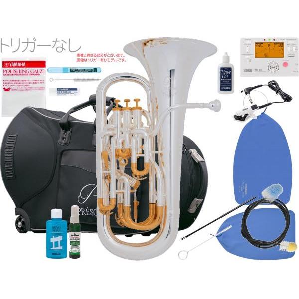 北海道/沖縄/離島不可 代引き不可。プレソンユーフォは高域から低域までムラのない吹奏感、広がりのある豊かなブリティッシュサウンド、初心者の方でも楽に鳴らせるように設計されています。4ピストンユーフォにコンペンセイティングシステム搭載(自動補...