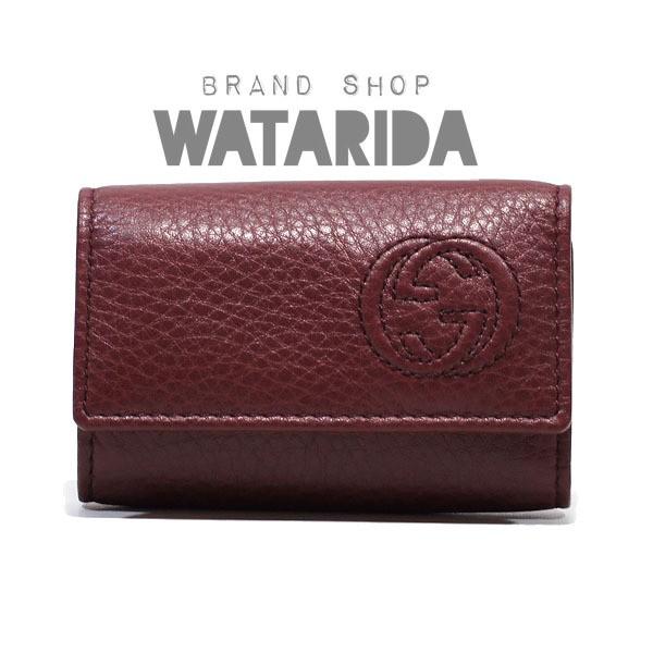 GUCCI キーケース　6連 箱あり GUCCI グッチ レザー6連キーケース バーガンディ 箱・注意書付