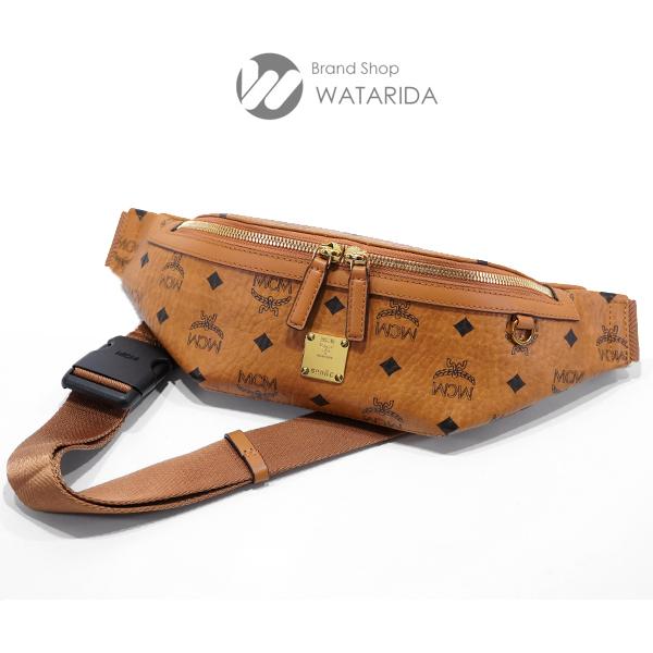 美品】エムシーエムヴィセトス ボディバッグウエストポーチレザーキャメル