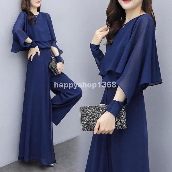 春服レディースセットアップぽっちゃり入学式服装個性的結婚式ドレスぽっちゃり大きいサイズシフォンブラウスとワイドパンツs?3l