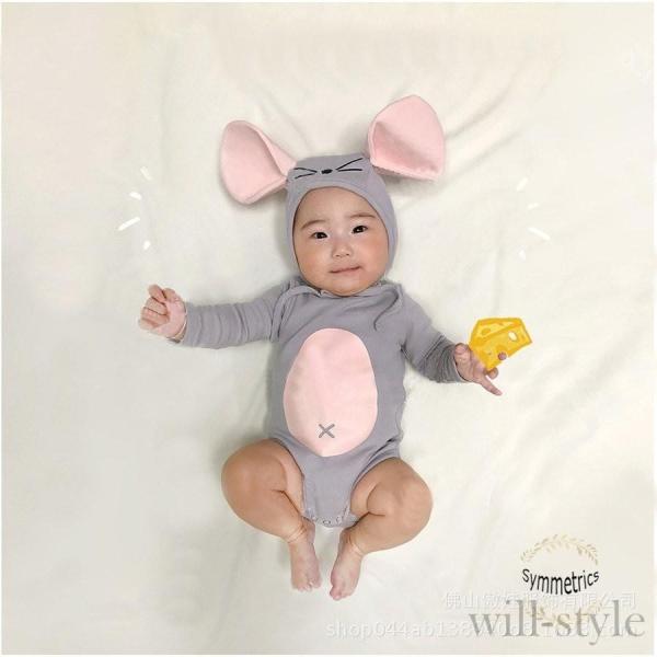 ハロウィン衣装 ベビー服 赤ちゃん 子供用 コスプレ服 ロンパース ハロウィーン仮装 男の子 女の子 可愛い ねずみ 変装 66 73 80 90