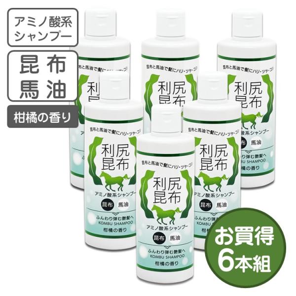 馬油配合 利尻昆布シャンプー 300ml 柑橘の香り 6本組 : グレードワン