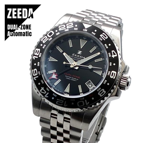 【即納】ZEEDA DUAL-ZONE ジーダ デュアルゾーン 自動巻き GMT機能 40mm サファイアガラス DU-BK 腕時計 メンズ