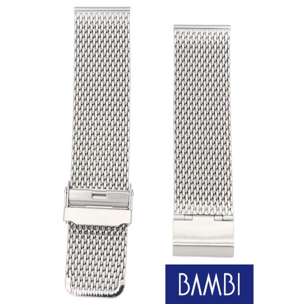 22mm 時計 ベルト バンド バンビ ステンレス 厚型メッシュタイプ