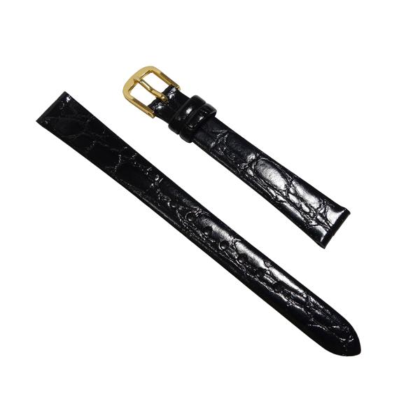 SEIKO 腕時計 時計 ベルト 12mm セイコー ワニ型押し DAP2 黒