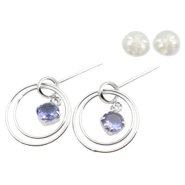 K14WG ホワイトゴールド アイオライト スタッド ピアス pa113  