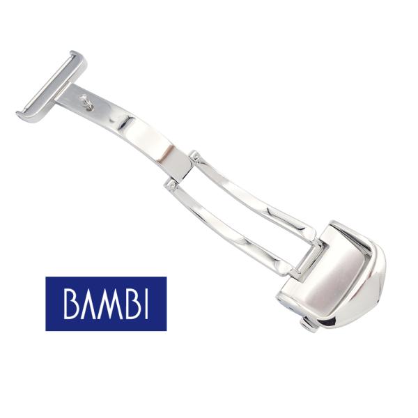 商品説明　・尾錠幅（時計本体の幅ではありません。）　10mm,12mm,14mm,16mm,18mm,20mm　・ステンレス製　・BAMBI社製　　・カラー シルバー　銀色　・厚さ4mmまで レザーベルト用