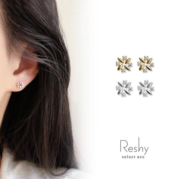 ピアス 金属アレルギー対応 花 ブーケ レディース 葉っぱ ゴールド シルバー ジルコニア 可愛い トレンド プレゼント カジュアル プチプラ