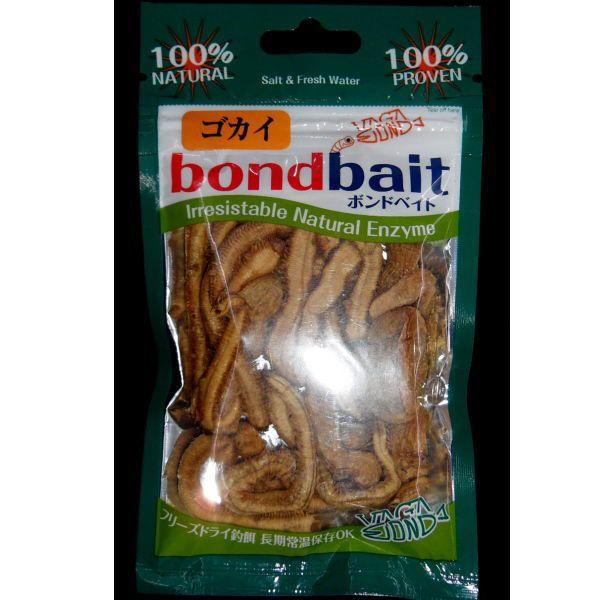 【タイラバネクタイに装着して好釣果】ボンドベイト（BONDBAIT）は高品質・高栄養の養殖多毛環虫（ゴカイやイソメ）などをフリーズドライ製法によって真空凍結乾燥させた100％天然成分の釣り餌です。独自の製造方法によりホルモン・天然酵素成分は...
