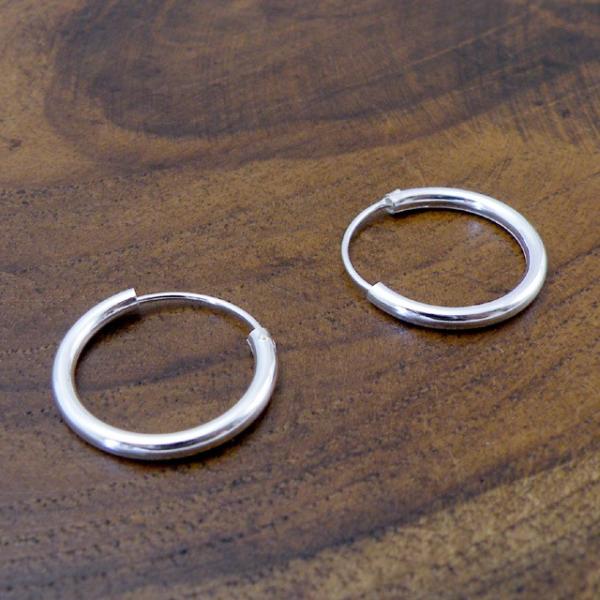 リングピアス2個セット　太軸タイプ幅約2mm　シルバー925 選べるサイズ(外径)　ユニセックス　シンプルフープピアス　送料無料　代引不可