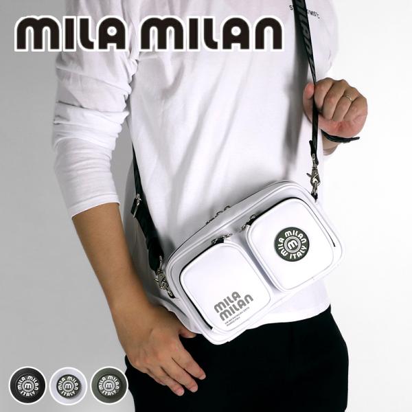 MILA MILAN ブラック バッグ　ロゴ＆ストライプ＆ストラップミニバッグ mila milan MILA MILAN ミラミラン VESPA ベスパ ドライビング