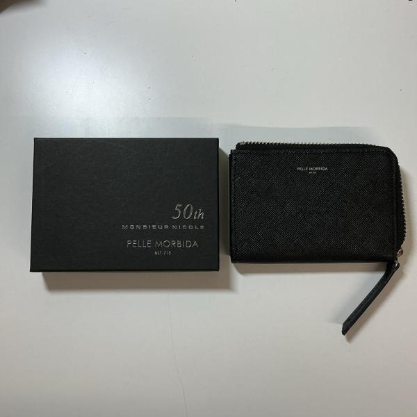 PELLE MORBIDA×MONSIEUR NICOLEのブランド設立50周年記念コラボレーションモデル財布 ブラック【中古】