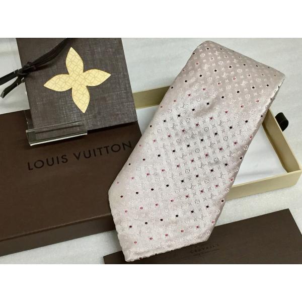 美品 LOUIS VUITTON ピンク ドット柄 ネクタイ ルイヴィトン LOUIS VUITTON メンズ ネクタイ クラヴァット ドット柄