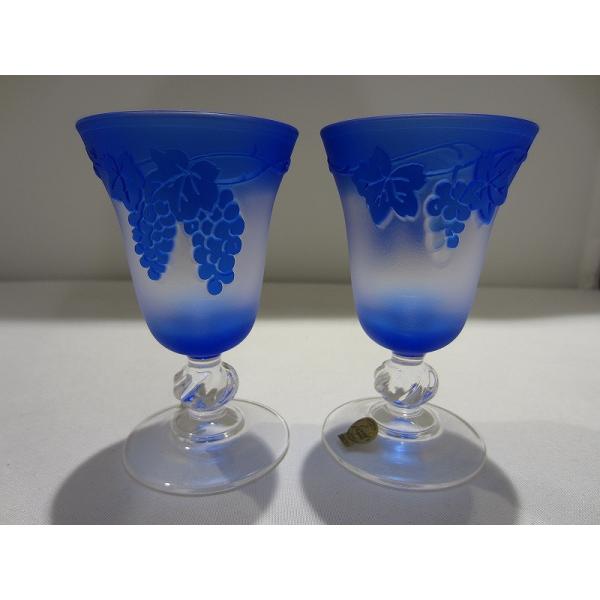 未使用】 クリスタルダルク JAPONISME 高杯ペア 箱付き未使用 ブルー