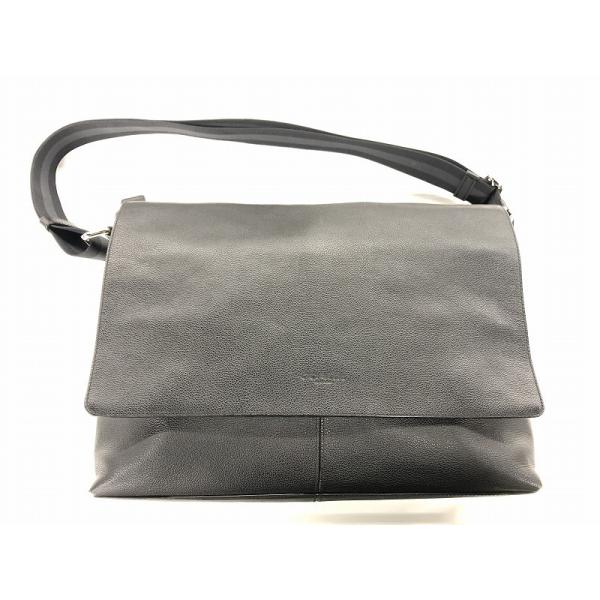 美品　コーチ　サリバン スムース メッセンジャー バッグ　ネイビー　革　大容量 美品コーチサリバン スムース メッセンジャー バッグネイビー革