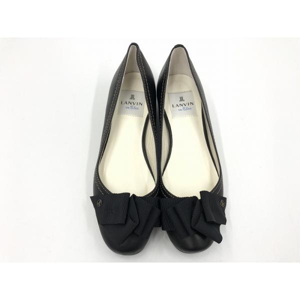 ランバン　黒パンプス　22.5センチ ランバン LANVIN en bleu リボンパンプス 22.0cm ブラック