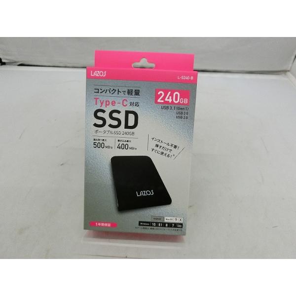 未使用】 リーダーメディアテクノ LAZOS ポータブルSSD 240GB L-S240-B