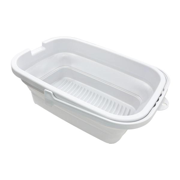 つけ置きしたあとに、そのまま洗濯板で洗える。折りたたみができて、収納時に省スペース・持ち手付きだから、持ち運びに便利。【サイズ】約W37.5×D25.6×H12.8cm（展開時）約W37.5×D25.6×H4.5cm（収納時）【材質】ポリプ...