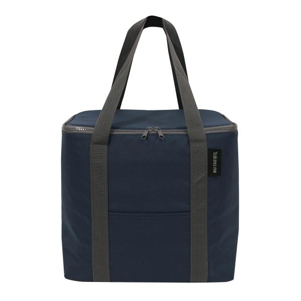 買い物やレジャーなどに使え、自転車カゴに入れやすいボックスタイプのネイビーカラーの保冷トートバッグです。外側にオープンポケットが1つ付いています。全体には程よいクッションが入っていて、中身を優しく守ります。【サイズ】約H330×D330×D...