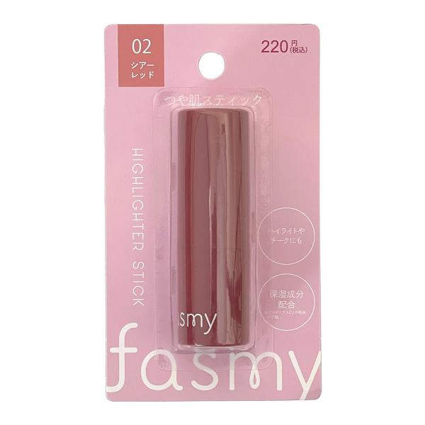 【アイテム説明】こちらのアイテムは、ワッツのオリジナルコスメシリーズ、fasmy（ファスミー）のチークにも使用できる保湿成分配合のつや肌スティックです。シアーレッド。【サイズ】約85x25x25mm【材質】ポリイソブテン、トリ(カプリル酸/...