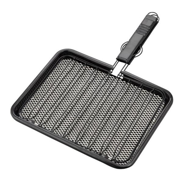 IHクッキングヒーター使用不可、SIセンターを解除して使用可。お魚を網で挟む合わせ焼き構造。箸を使わずにお魚をひっくり返せます。中網部はセラミック入り。遠赤外線効果で、食材の水分を逃がさず旨味をとじ込め、ふっくらと美味しく焼き上げます。焼き...