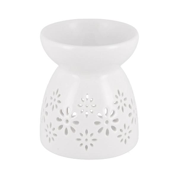 陶器製アロマポット 花柄 アロマポット ホワイト 花柄 7.5×7.5×8.8cm 323136 : ワッツ