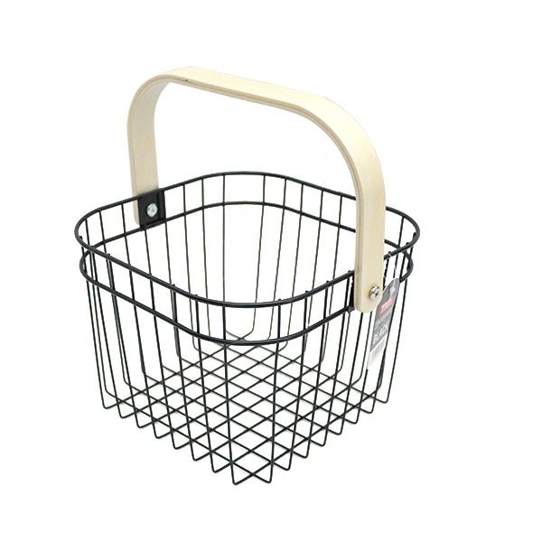 スチールバスケット スチールワイヤーバスケット ブラック 25×24×18cm