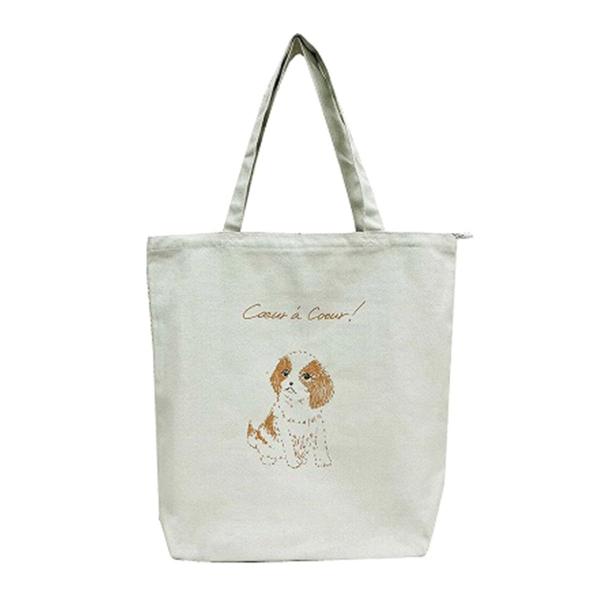 トートバッグ 3ポケット付アニマルトート 犬 H37.5×W38×D11cm