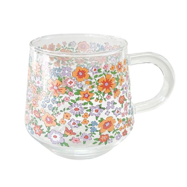 マグカップ コップ 耐熱ガラスマグ ピンクフローラル 400ml 351592