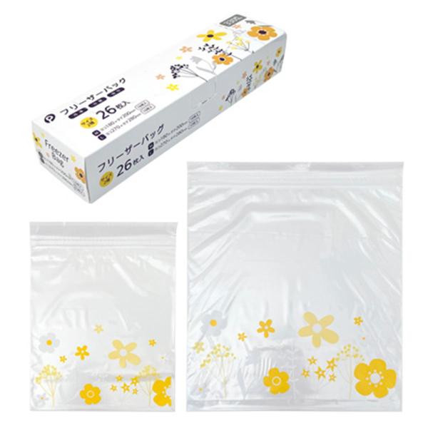 食品衛生適合品のフリーザーバッグです。冷凍・冷蔵保存、本体花柄入。耐冷温度-30℃、耐熱温度80℃【材質】ポリエチレン【JAN】4520297270109【パッケージサイズ】70×280×50mm【関連キーワード】