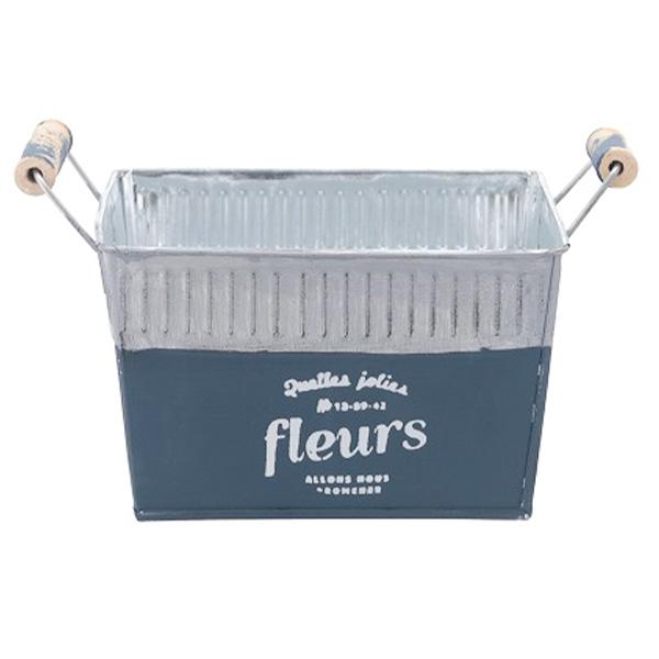 レア！アンティーク ブリキ製 ブルー バケツ（高さ27cm）02