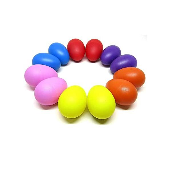 6色 エッグ シェーカー たまご 卵 マラカス 子供 知育 玩具 遊戯楽器 12個セット