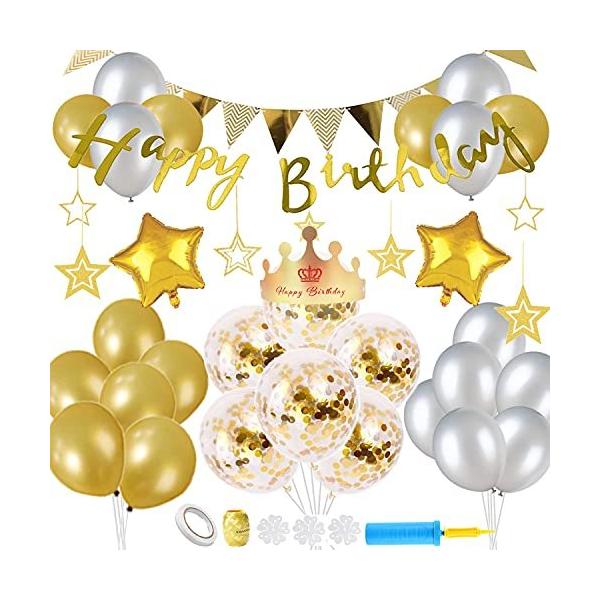 WUKADA 誕生日 飾り付け セット 風船 ゴールド HAPPY BIRTHDAY 装飾 バースデー ガーランド バースデー パーティー ローズゴー