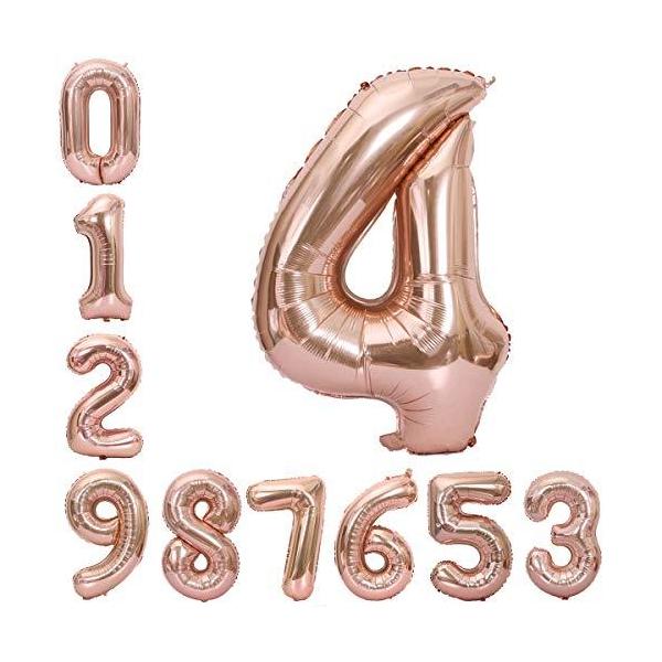 誕生日 飾り 風船 セット 90CM 数字 0-9 バルーン バースデー パーティー 飾り付け の風船の数字 ピンク (4)