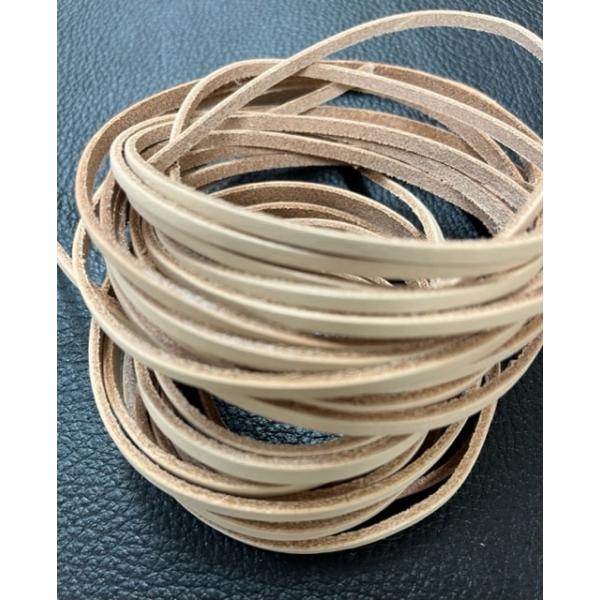革紐　牛ヌメ革レース4mm巾（2ｍｍ厚）