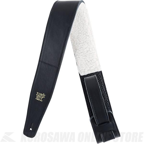 Ernie Ball 2.5" Adjustable Italian Leather With Fur Padding Straps Black #4137 (�X�g���b�v)�yONLINE STORE�z