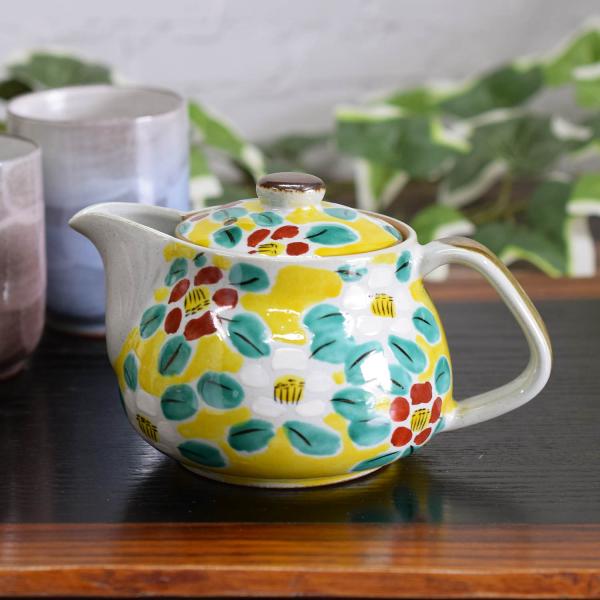 茶色 陶器製急須 花の絵柄付き 赤茶色 花柄 陶器製急須 - メルカリ