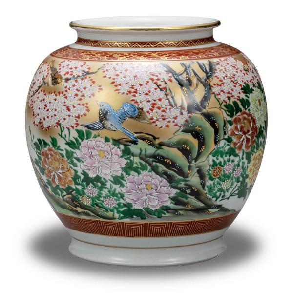 光崖窯 花瓶 おしゃれ 陶器 九谷焼 本金花鳥 : 和座倶楽部 - 通販