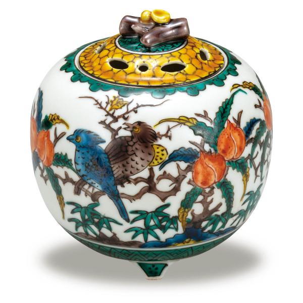 【未使用】九谷焼 香炉 青粒鉄仙 3号　お香　線香　リラックス　プレゼント 九谷焼 香炉 青粒鉄仙 3号 ( 木箱名入れ有料 お香 線香