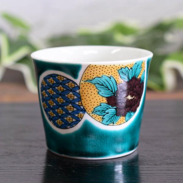 九谷焼 そばちょこ おしゃれ そば猪口 グリーン丸紋 陶器 和食器 日本