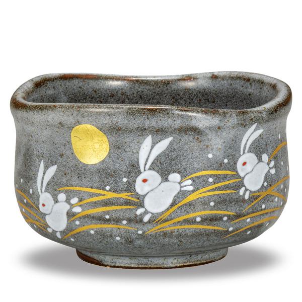 喜寿祝い プレゼント 九谷焼 抹茶碗 はねうさぎ