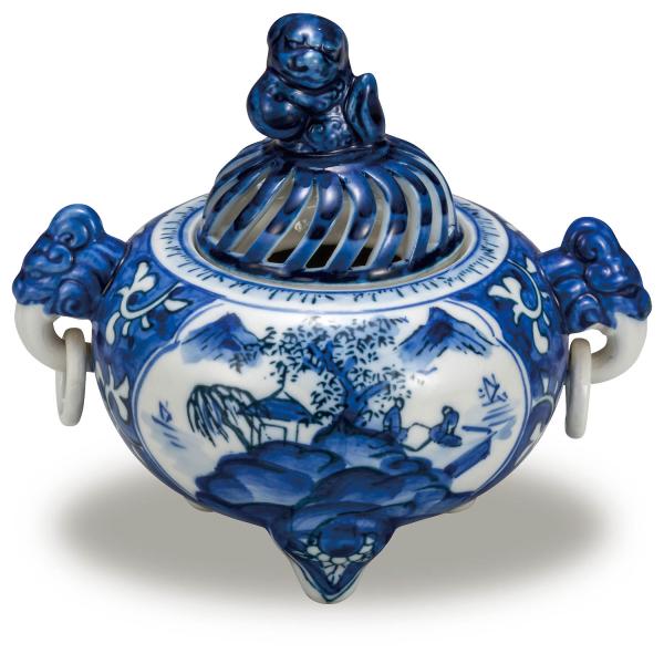 九谷焼 山水 香炉