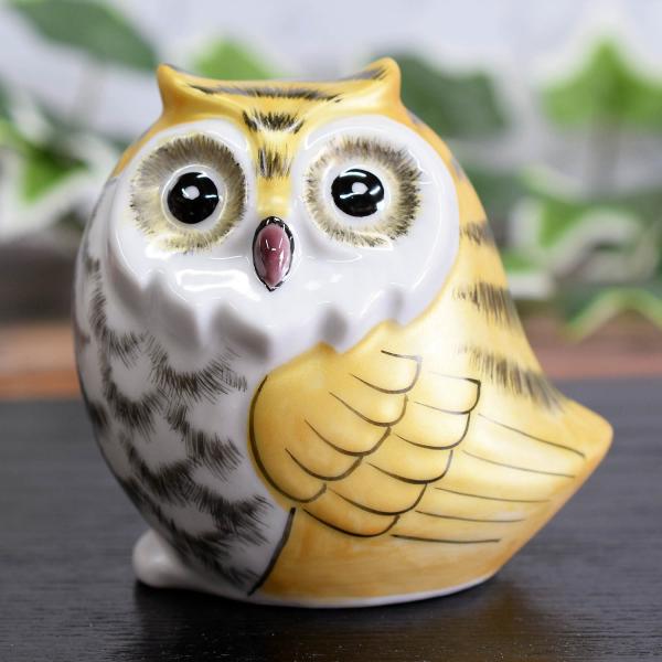 九谷焼 フクロウ 置物 陶器 ふくろう 金彩 風水 開運 縁起物 誕生日