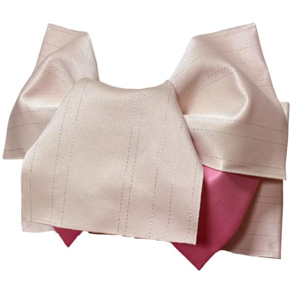 浴衣 作り帯 ピンクホワイト×薄ピンク 変わり結び グラデーション ラメ入り 浴衣帯 ゆかた帯 結び帯 ピンク 日本製