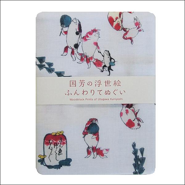 国芳の浮世絵 金魚 歌川国芳 風し絵 二重ガーゼ Funwari005 和雑貨にび堂 通販 Yahoo ショッピング